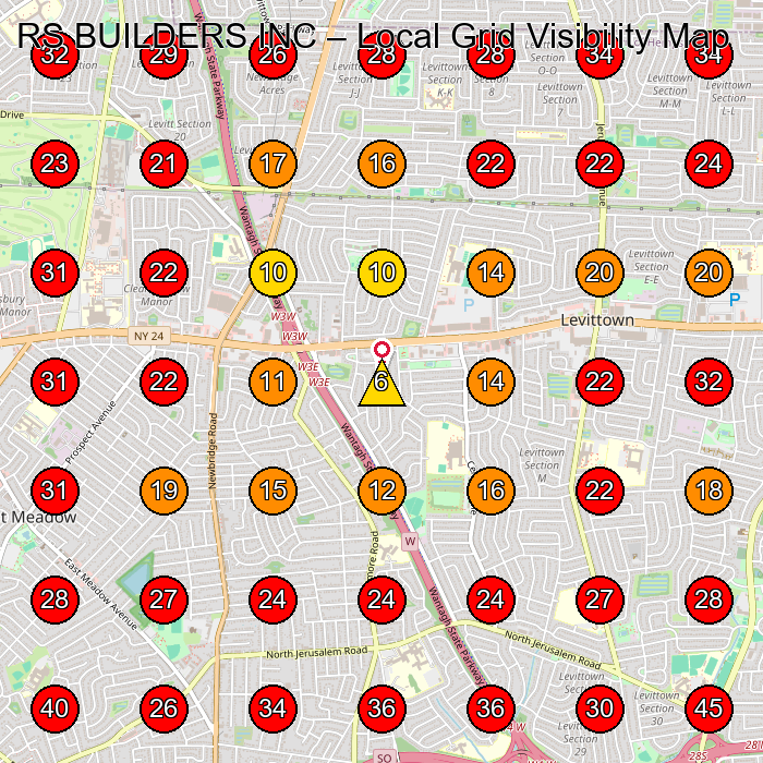 RS BUILDERS INC GeoGrid visibility map for Home Builder in Massapequa